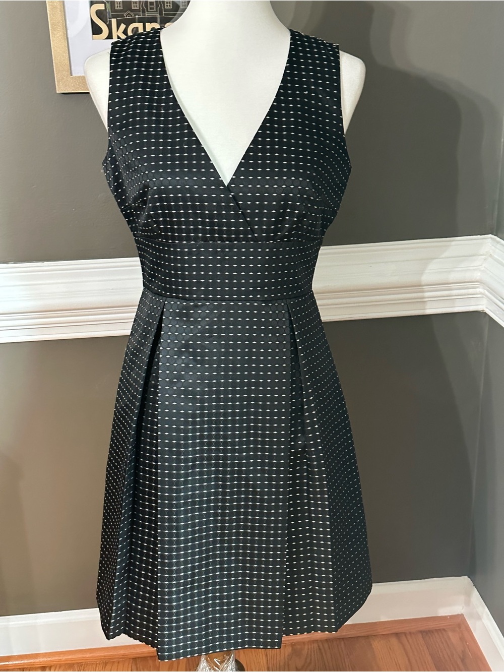 Original Penguin Black Dress with White Micro-Stripe Pattern. Size Small.